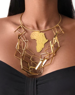 Afbeelding in Gallery-weergave laden, AFRICA Large Gold Map Cuff Necklace Chain
