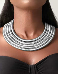 ALEXANDRIA Multilayer Silver Rope Necklace