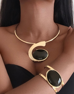 Carregar imagem no visualizador da galeria, BIBA Black Stone Necklace &amp; Bracelet Set
