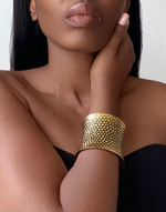 Load image into Gallery viewer, MATRUH Textured Bangle Cuff Bracelet Gold
