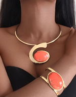 Carregar imagem no visualizador da galeria, BIBA Orange Stone Necklace &amp; Bracelet Set
