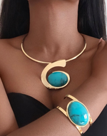 Carregar imagem no visualizador da galeria, BIBA Statement Blue Necklace &amp; Bracelet Set
