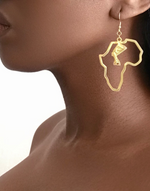 Carregar imagem no visualizador da galeria, Nefertiti Africa Map Gold Plated Dangle Drop Earrings
