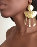 Load image into Gallery viewer, QALLIN Gold Tribal Pendant Earrings
