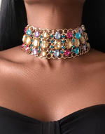 Load image into Gallery viewer, MALLAWI Rhinestones Multicoloured Crystal Choker Necklace
