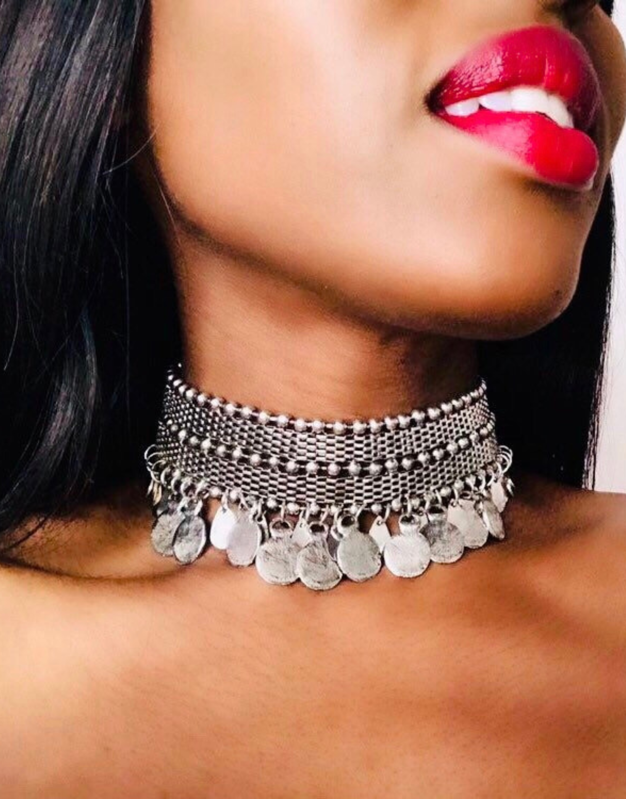 DAKAHLIA Silver Coin Statement Tribal Choker