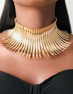 QENA Gold Statement Tribal Choker