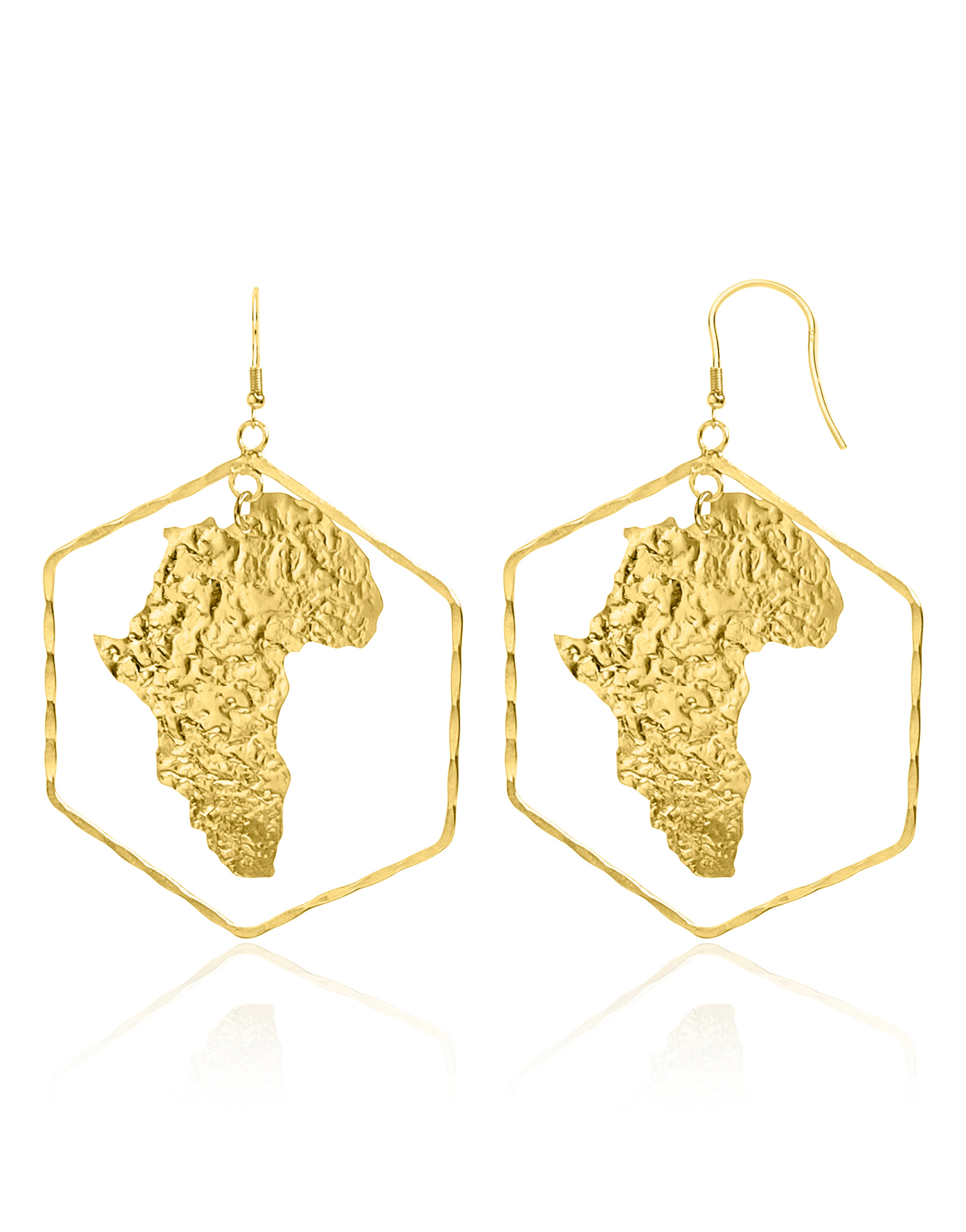 TIYE Africa Map Large Gold Hoop Earrings