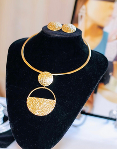 SHUBRA Statement Gold Fashion Necklaces & Earrings Set