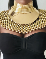 Carregar imagem no visualizador da galeria, FAYOUM African Statement Maxi Gold Beaded Choker Necklace &amp; Bracelet
