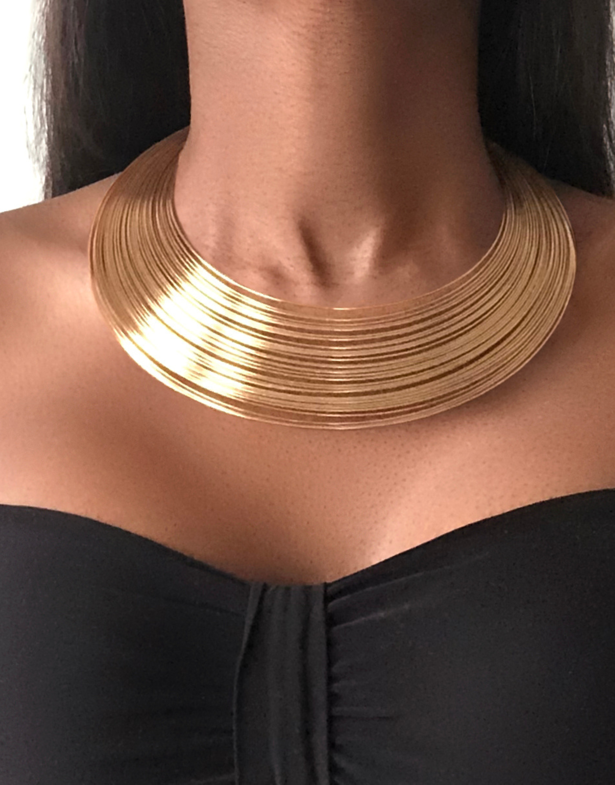 Pre-Owned GODDESS Gold Bamboo Choker Necklace