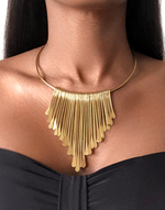 Carregar imagem no visualizador da galeria, QALLIN Gold Pendant Tribal Cuff Necklace
