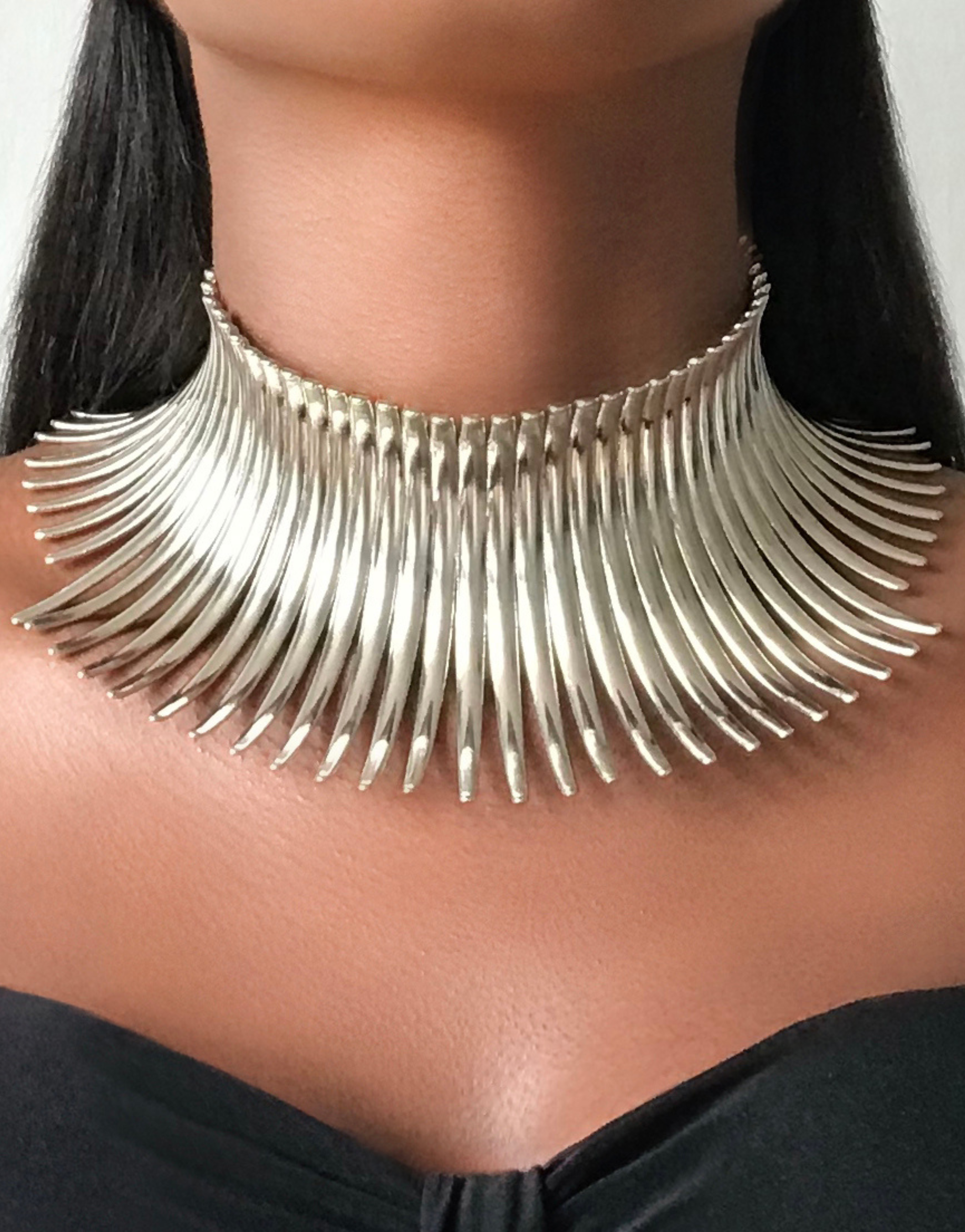 QENA Statement Tribal Silver Choker