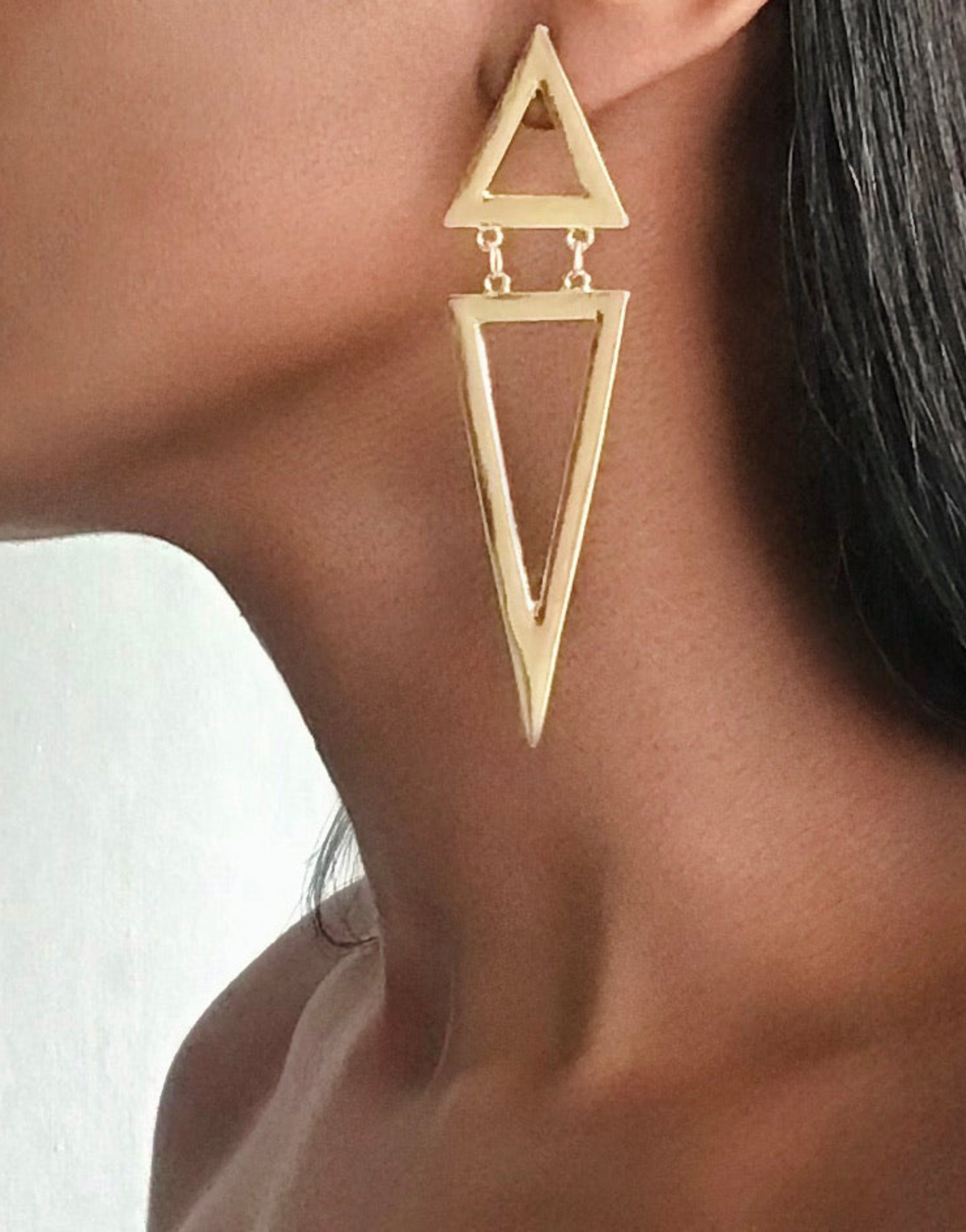 KHUSUS Gold Triangle Pyramid Earrings