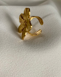 ABYDOS Chunky Gold Flower Ring - Adjustable