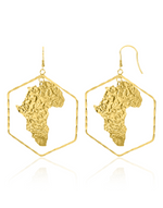 Load image into Gallery viewer, TIYE Africa Map Large Gold Hoop Earrings
