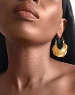 Load image into Gallery viewer, NAIROBI Textured Creole Gold Drop Earrings
