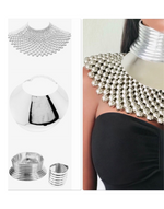 Load image into Gallery viewer, FAYOUM African Statement Maxi Silver Beaded Choker Necklace &amp;  Bracelet
