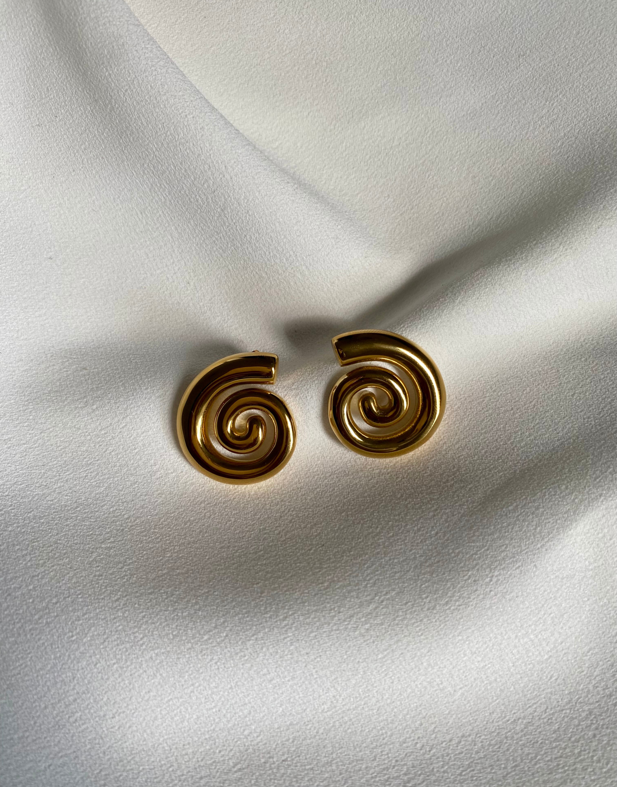 EREMINA Spiral Chunky Gold Earrings