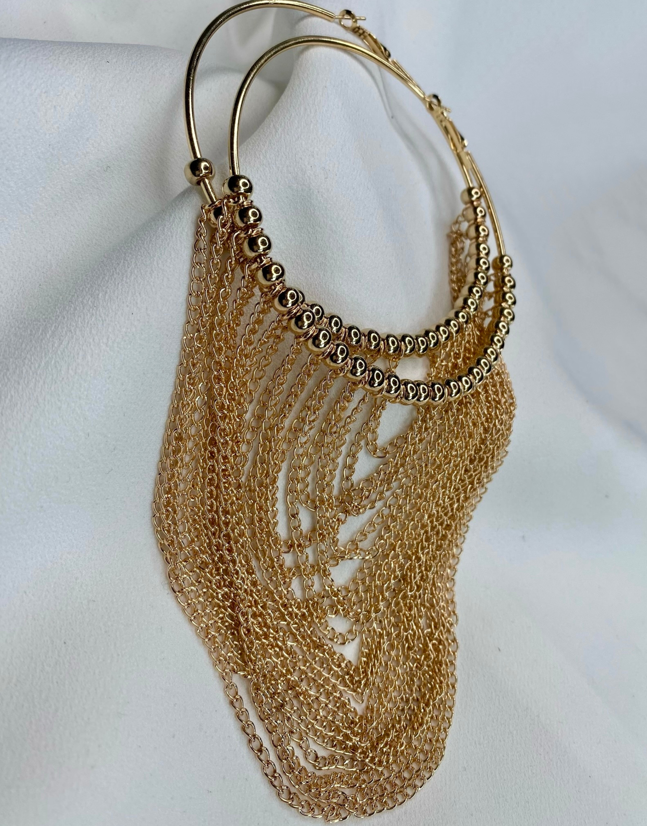 ROSETTA Gold Beaded Hoop Earrings
