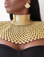 Carregar imagem no visualizador da galeria, NEBETTAWY Gold Beaded Choker Necklace and Earrings
