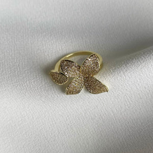 TRUE HAVEN Flower Jewel Ring Gold - Adjustable