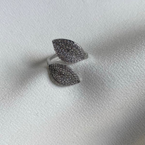 TRUE HAVEN Double Leaves Ring Silver- Adjustable