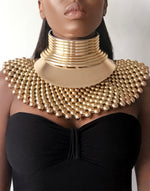 Charger l&#39;image dans la galerie, FAYOUM African Statement Maxi Gold Beaded Choker Necklace &amp; Bracelet
