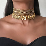 Load image into Gallery viewer, Pre-Owned DAKAHLIA Gold Coin Tribal Choker
