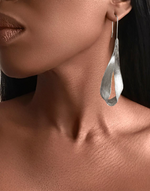 Load image into Gallery viewer, ARISH Long Gingko Silver Water Drop Earrings
