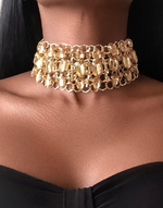 Carregar imagem no visualizador da galeria, MALLAWI Rhinestones Gold Crystal Choker Necklace
