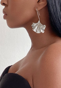 GINGKO Leaf Drop Earrings Silver