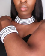 Load and play video in Gallery viewer, ALEXANDRIA Multilayer Silver Rope Choker &amp; Bracelet Set
